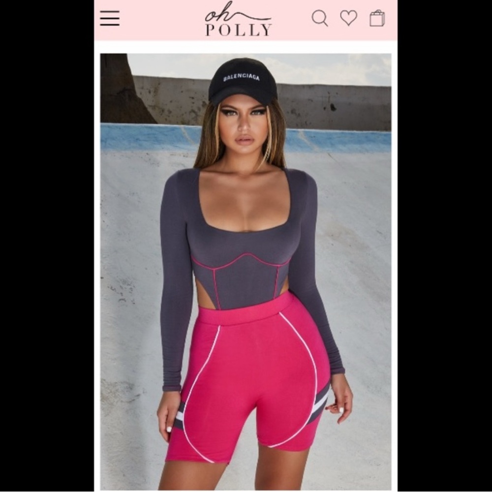 Oh Polly Stay in line bodysuit thong And short set